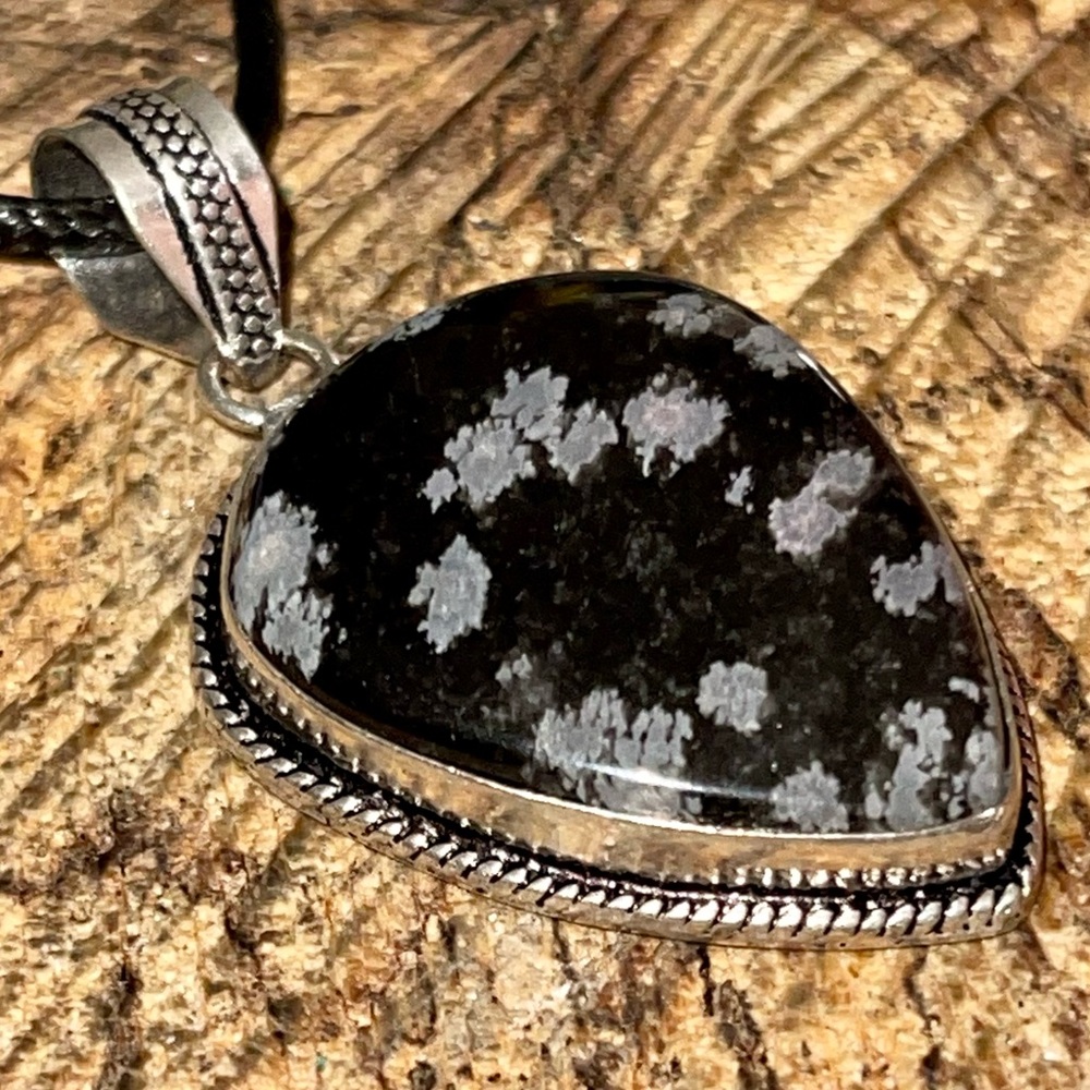 Snowflake Obsidian Pendant 2” - Picture 6 of 10